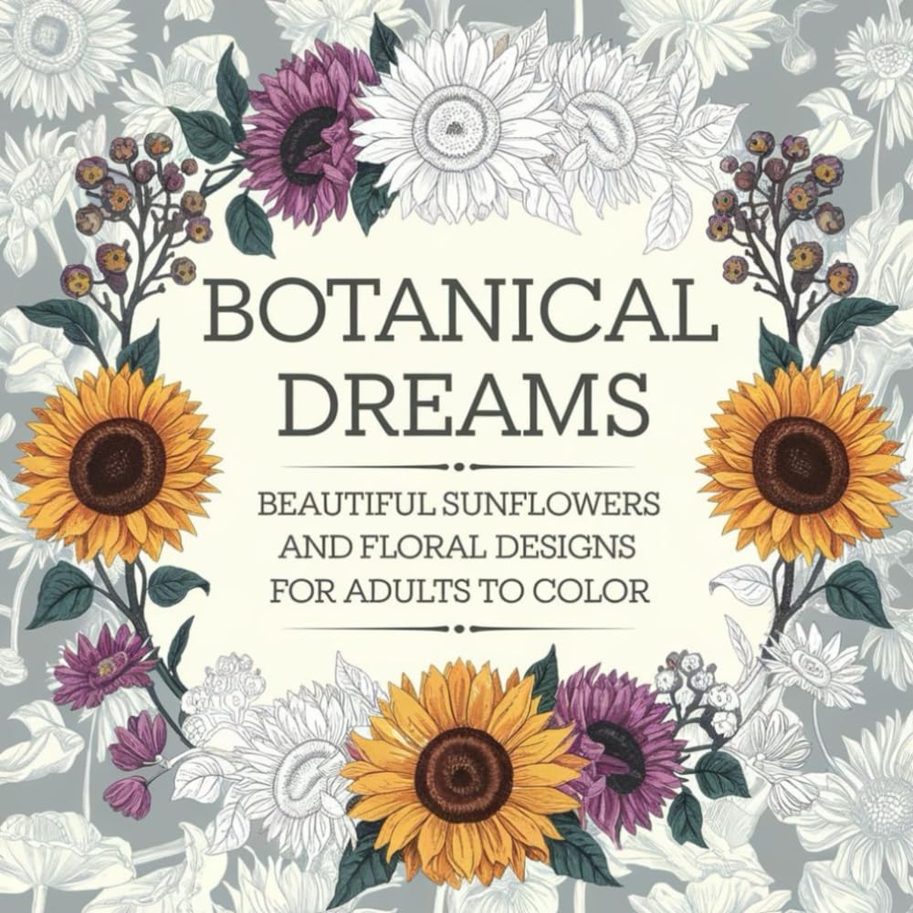 Botanical Dreams: Beautiful Sunflowers and Floral Designs For Adults to Color