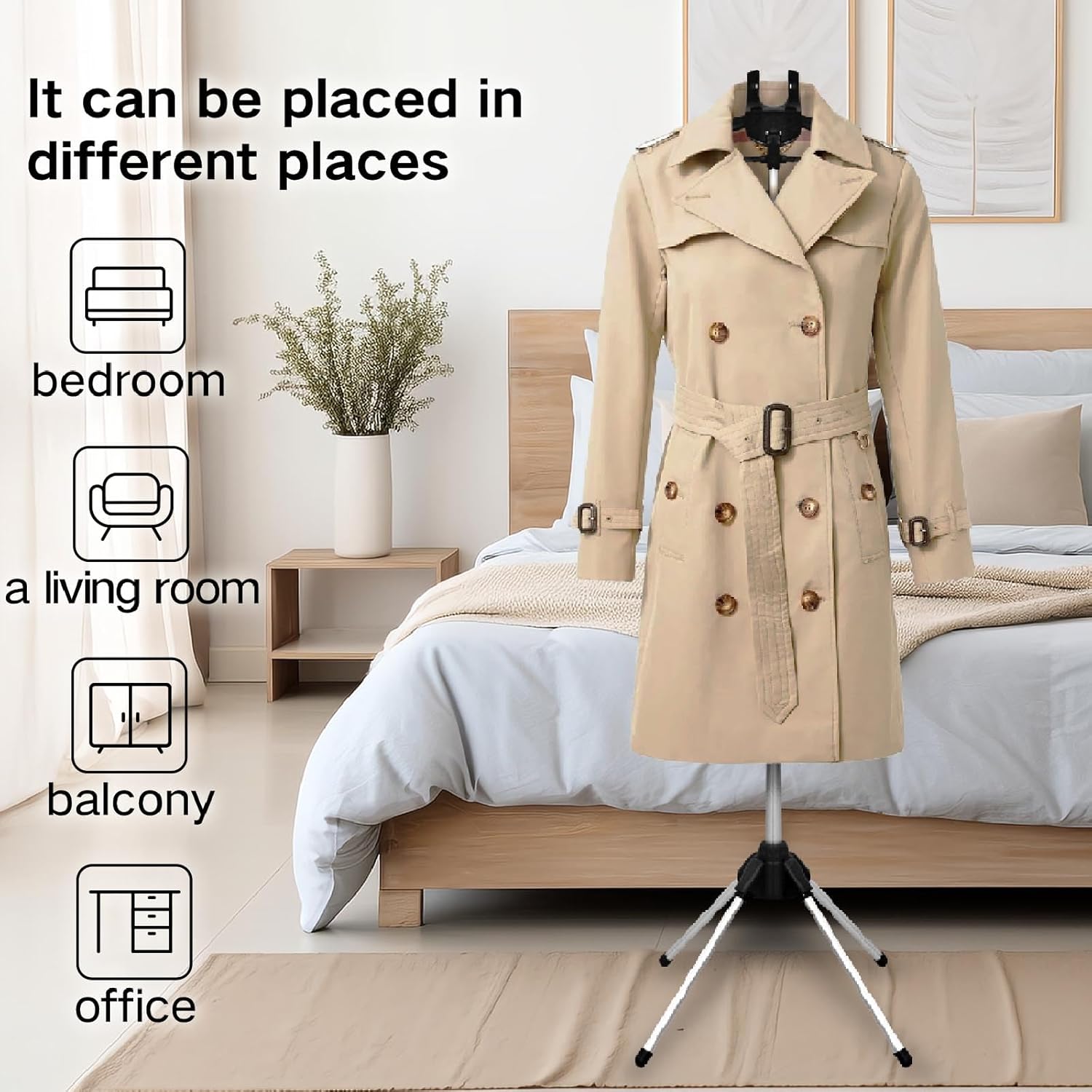 Garment Steamer Hanger Stand & Ironing Glove for Clothes, Adjustable Steamer Stand for Clothes Hanger & Mini Grey Ironing Board Portable Handheld Steamer Ironing Accessories for Clothes