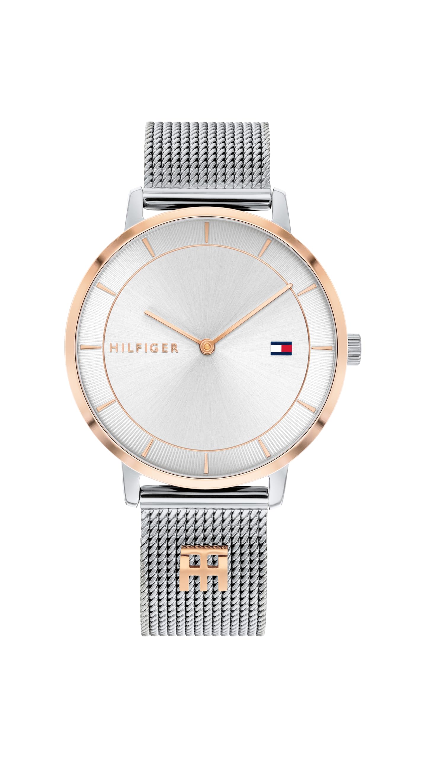 Tommy Hilfiger Reloj analógico de Cuarzo para Mujer con Correa de Malla de Acero Inoxidable