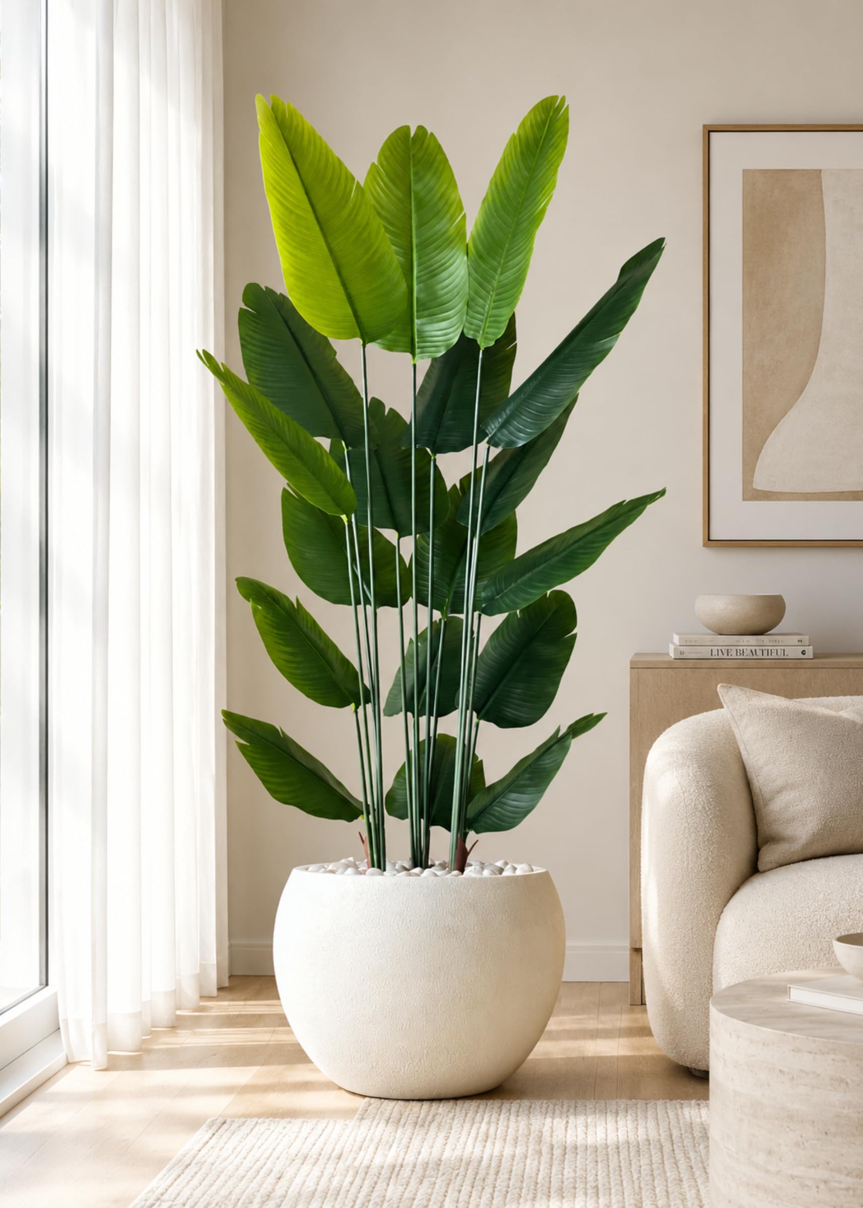 MASON HOME Artificial Lush Travellers Palm Without Pot - 6 Feet | Realistic Plant - Trees - Flowers | Indoor Tropical | Home - Shop - Office | Gifting - Décor - Ambience - Durable | No Maintenance-image-44