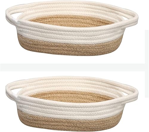 2 pack Small Storage Baskets, Desk Basket for Jewellery&Keys, Rope Baskets Small Basket Home Storage, Small Table Basket, Organizers and Storage,
