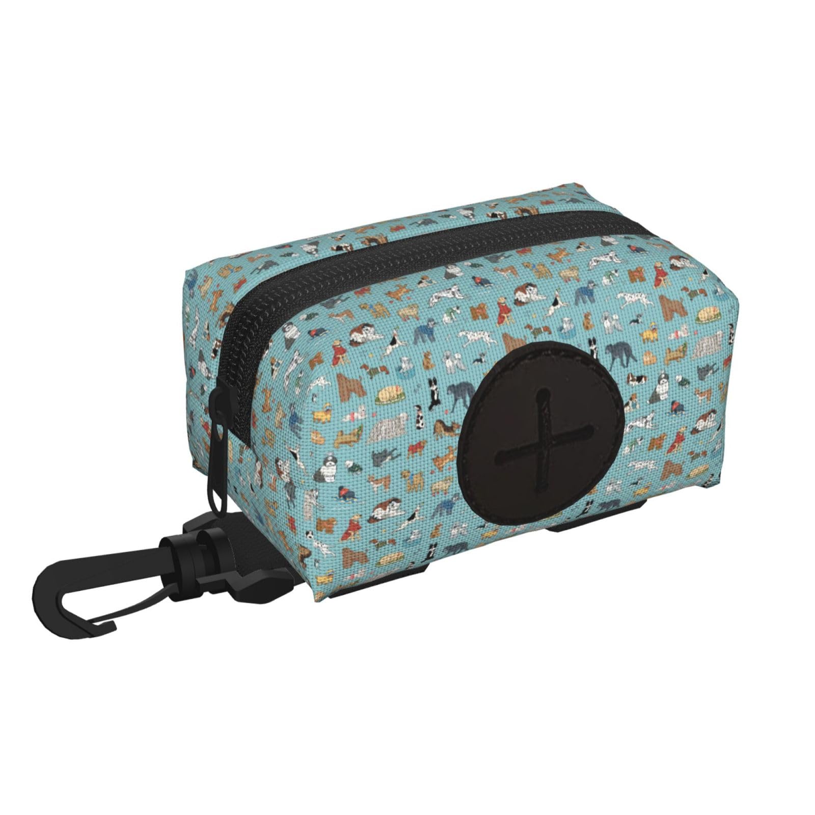 Pphgut Black Dogs Print Waterproof Pet Waste Treat Bag Outdoor Walking Hiking Pouch Camping Accessory