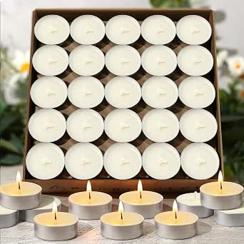 Soy Tea Lights Candles 100 Pack, 4 Hours Long Clean Burning, Natural Soy Wax
