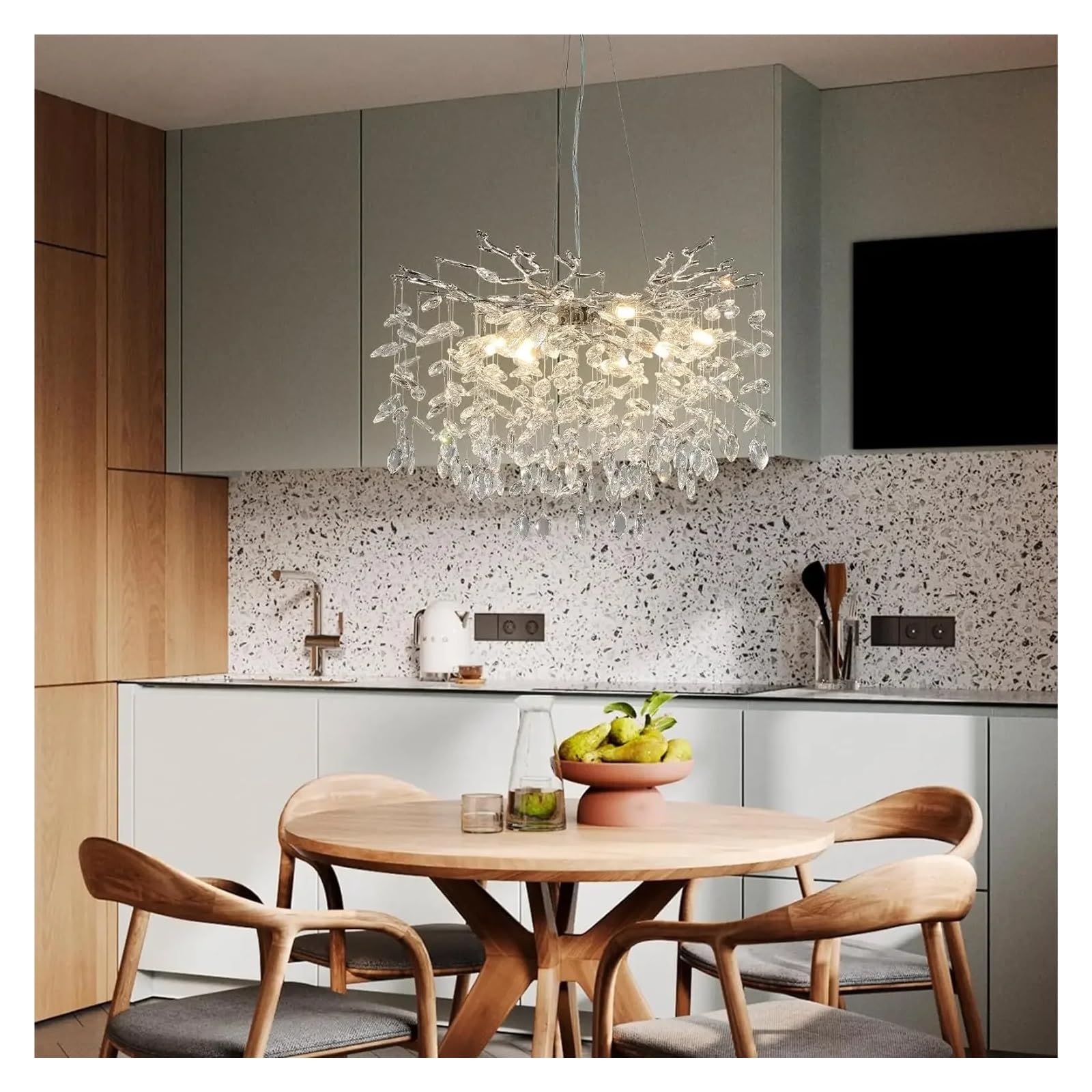 Yue Zhu Pendant Lights, Chrome Crystal Ceiling Chandelier Lights