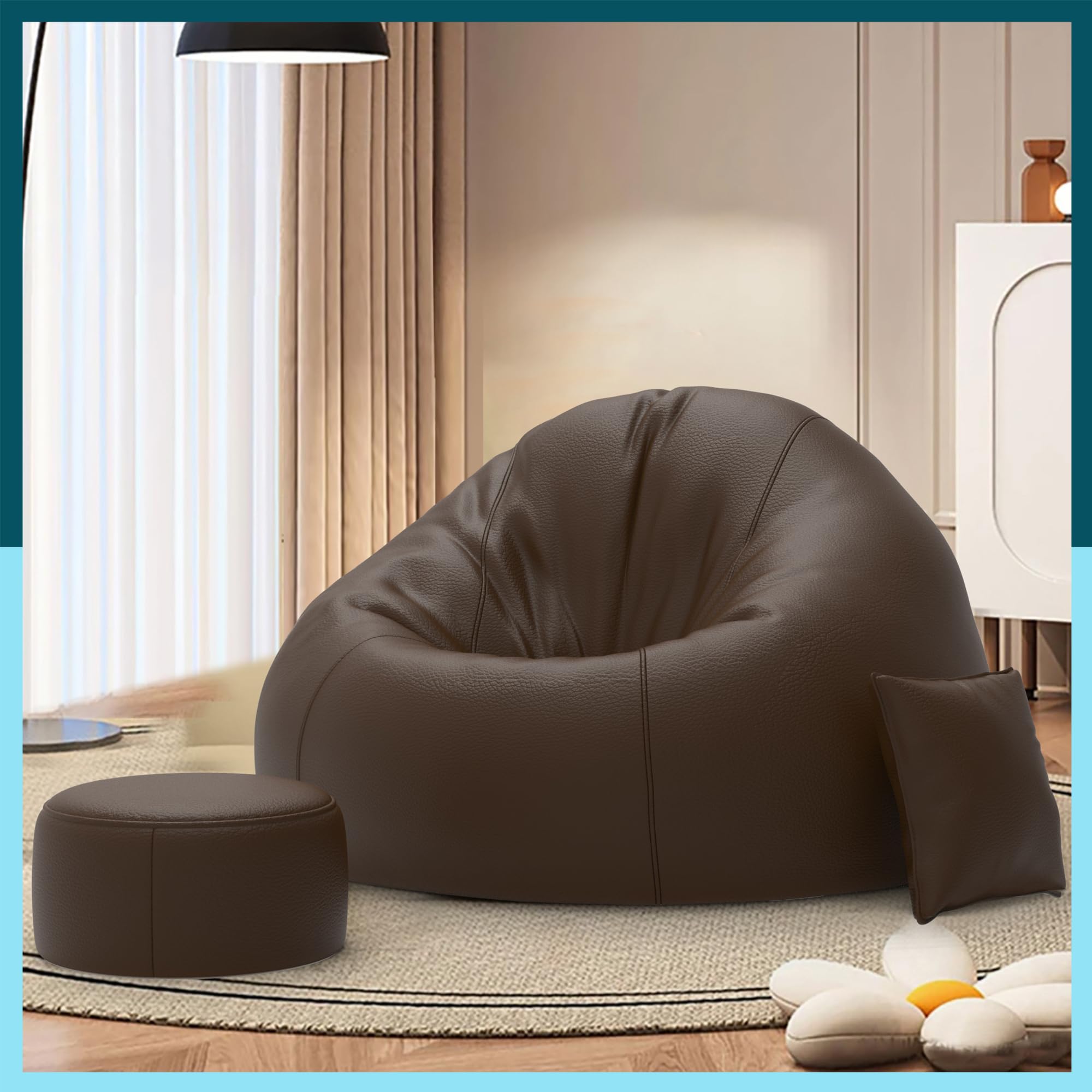 ComfyBean Bag with Beans Filled XXXL Bean Bag Sofa with Free Cushion and Footrest - Official : CushyChill Combo (Matching Color : Regular, Brown) (B0DCJRRWGK) Amazon Price History, Amazon Price Tracker
