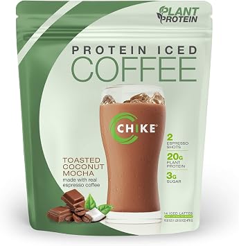 CHIKE Toasted Coconut Mocha Protein Iced Coffee, Plant Protein