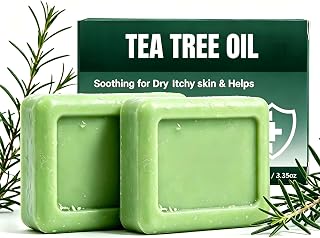 Antifungal Soap,Tea Tree & Eucalyptus & Coconut Oil & Witch Hazel,Deep Pore Cleansing,Soothing Cleansing Care for Face & Body,Supports Clear Healthy-Looking Skin（2pcs ）