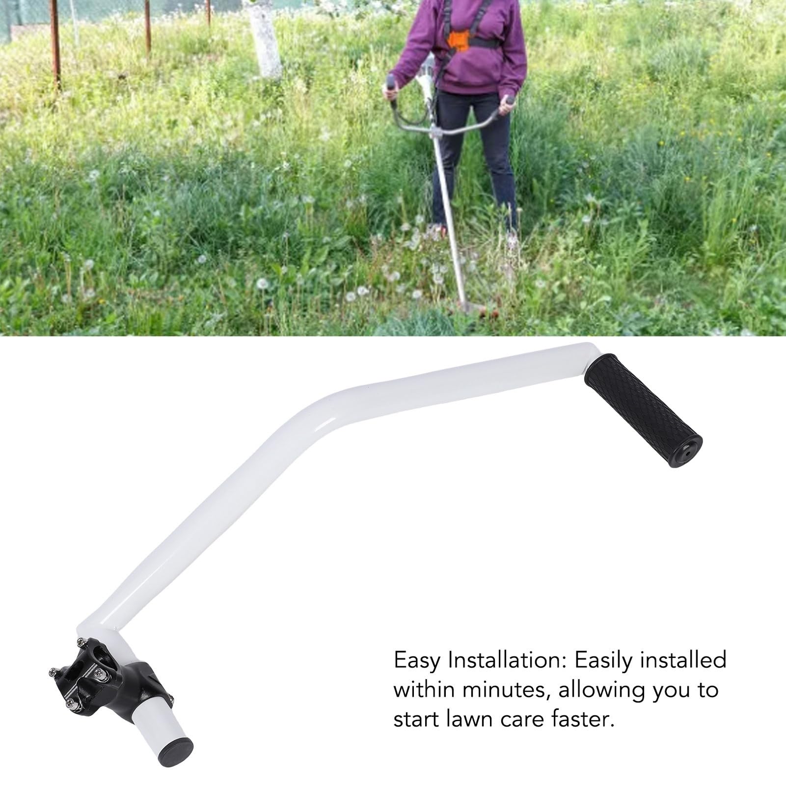 Mango Ergonómico para Cortacésped, Extensión de Mango para Desbrozador con Clip de Soporte, Empuñadura de Aluminio para Cortacésped, para Cuidado del Césped, Paisajismo
