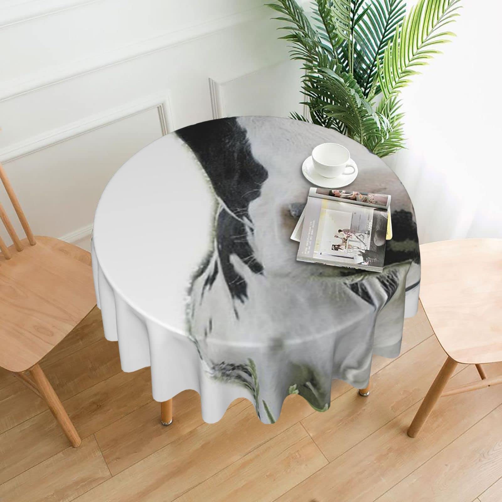 Nappe ronde pour pique-nique et fête au jardin décor bicolore 150 cm