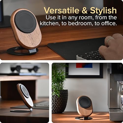 Miniatura 7 de ARK Uno - Estación de carga inalámbrica magnética con soporte MagSafe de madera maciza con adaptador y cargador inalámbrico USB a USB C15W. para