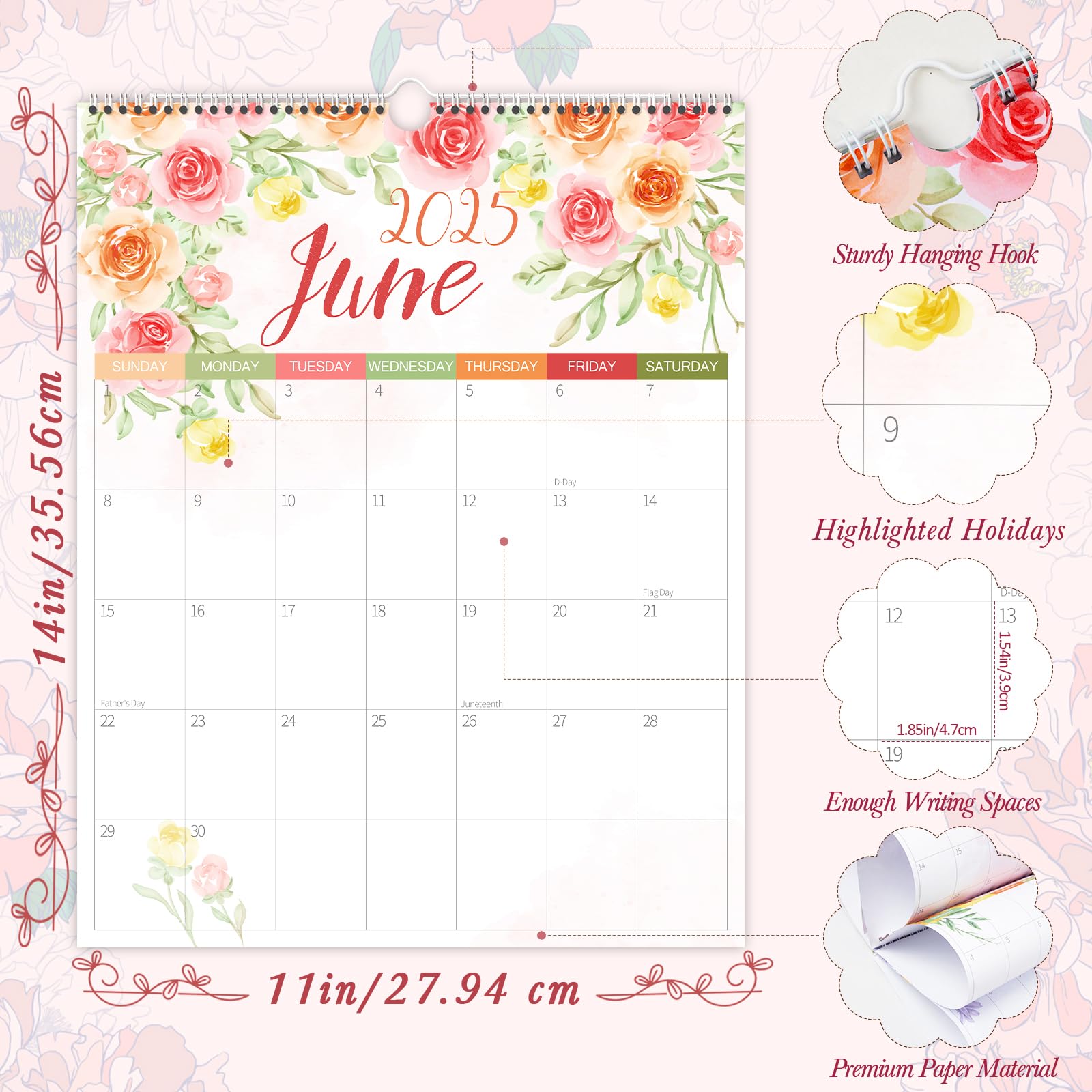 GuassLee 2025 Girl Boss Wall Calendar 18-Month Vertical Wall Calendar From 2025 Jul 2026 Dec 14 X 11 Hanging Monthly Planner Wall With Motivational Quotes For Tired Women Home Ofiice Organizing - View #3