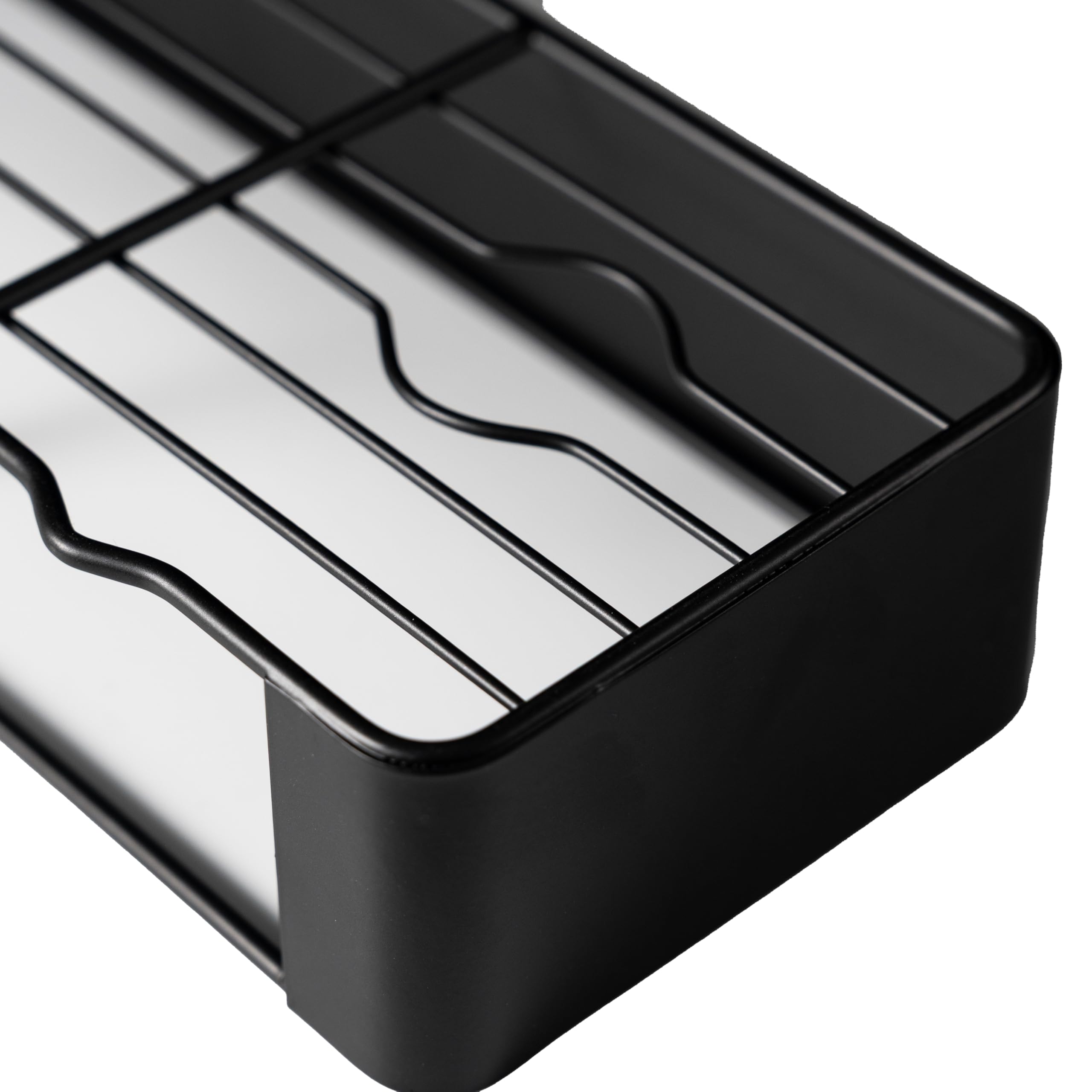 Generisch AVENDO Badregal ohne Bohren – 2er Set aus rostfreiem Metall – Duschablage in edlem matt-schwarz inkl. 4 Haken – Stabiles Duschregal selbstklebend (bis 6 kg) für Bad & Küche