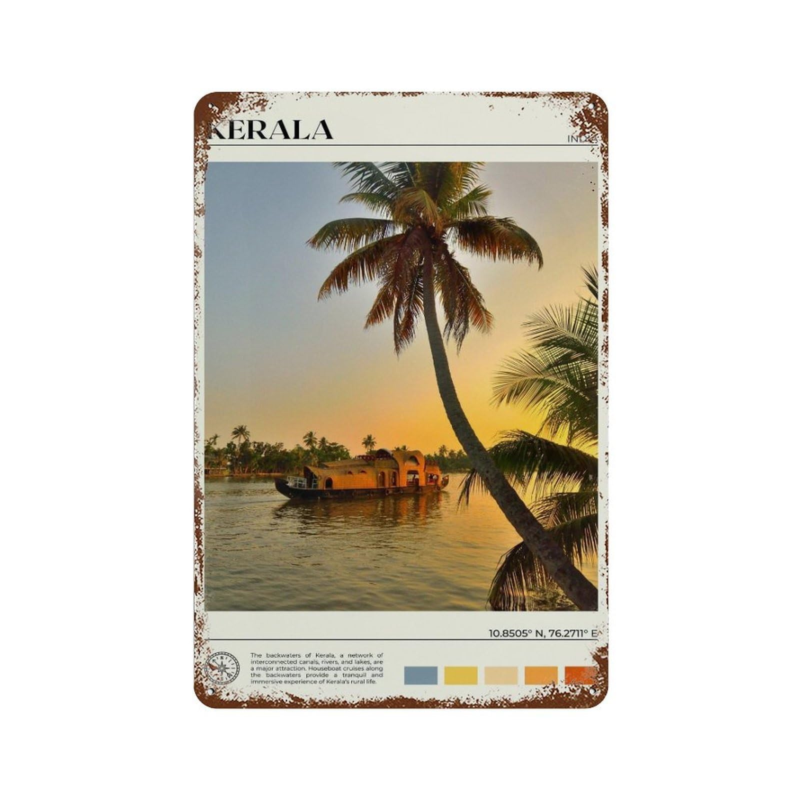 xiaoxiaoshen Real Photo Kerala Decor India Wall Decor Art Metal Tin Poster Modern Home Decor Art Home Bar Shop Decorations Vintage Sign 30x20cm