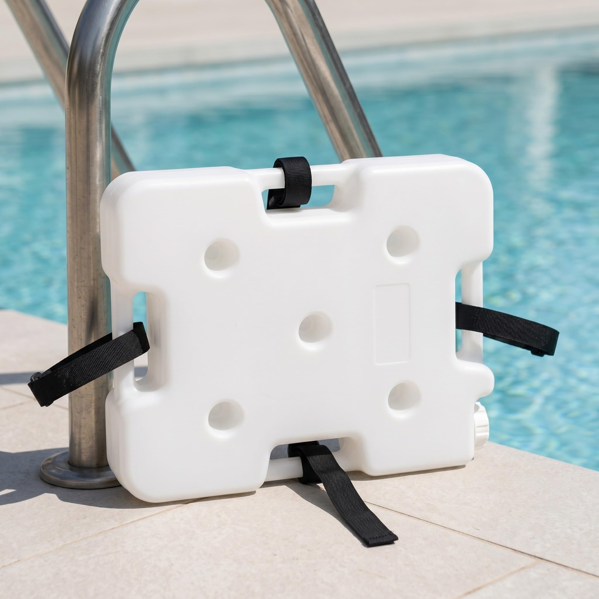 Échelle de Piscine Installation Facile et Stabilité Renforcée en Plastique Blanc avec Sangles Réglables Robustes pour Piscines Hors Sol et Enterrées pour Usage Domestique