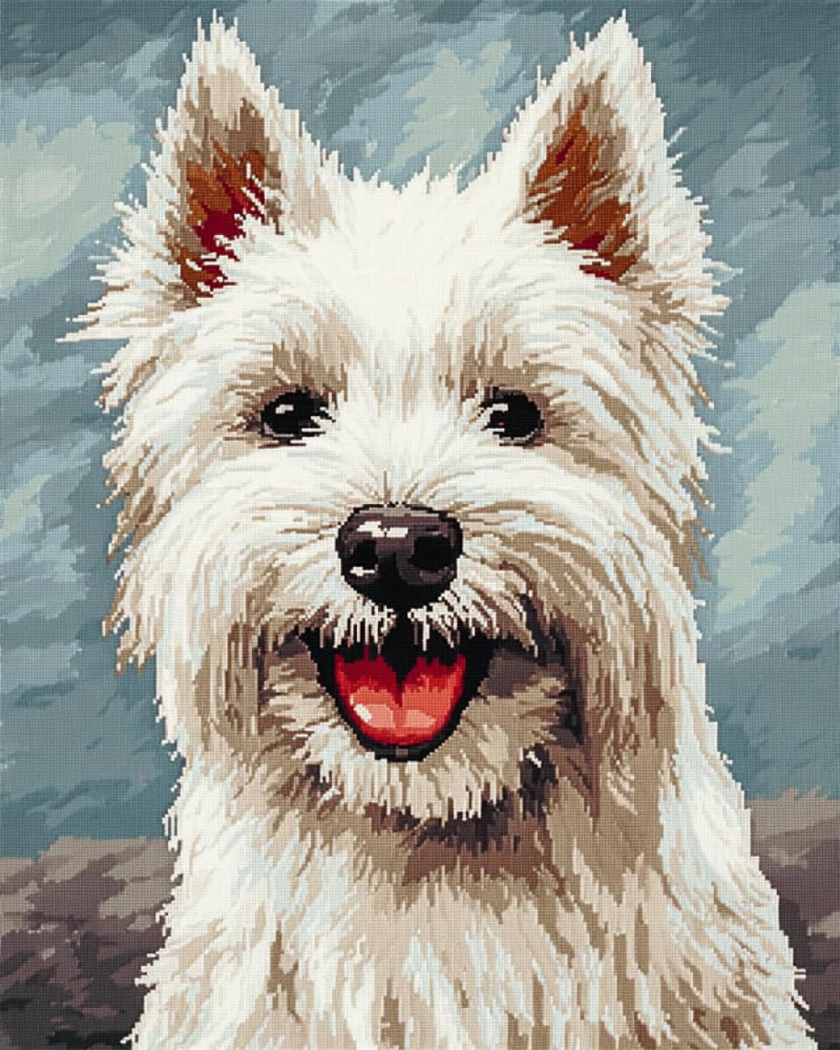 Rkflgew F Diy Embroidery Set Adults Cartoon White Dog Animal Beaded Cross Stitch Stamped Kits Handcraft Stitching Embroidery Needlework Kit 30X40cm