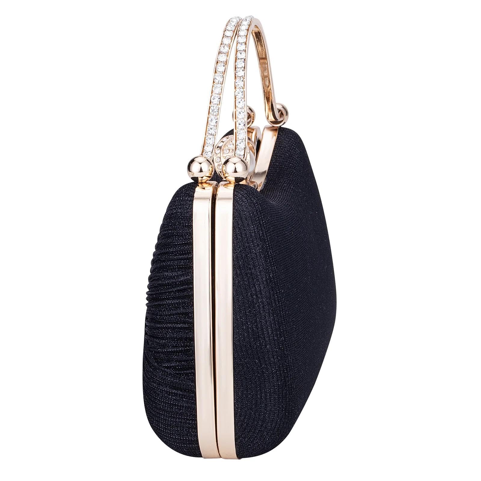 Abendtasche Damen Clutch Damen-Abend-Handtaschen Mit Kristall Perlen Pailletten Satin Gefaltete Hochzeits-Party-Geldbörse Kette Umhängetaschen
