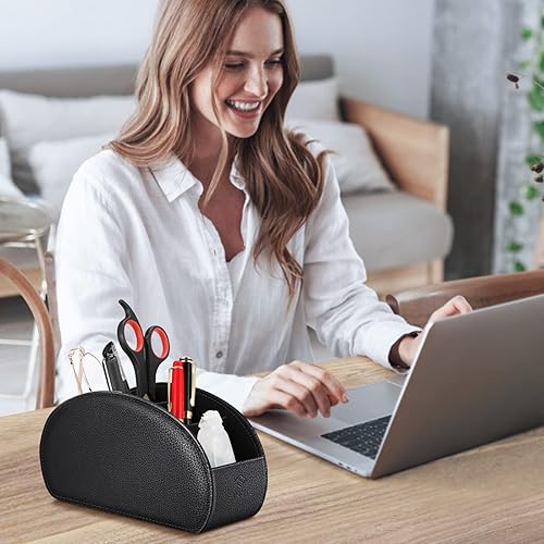 Vista 6 de Fintie - Soporte para control remoto, organizador de cuero vegetal para control remoto de televisor, organizador de escritorio, 5 compartimentos