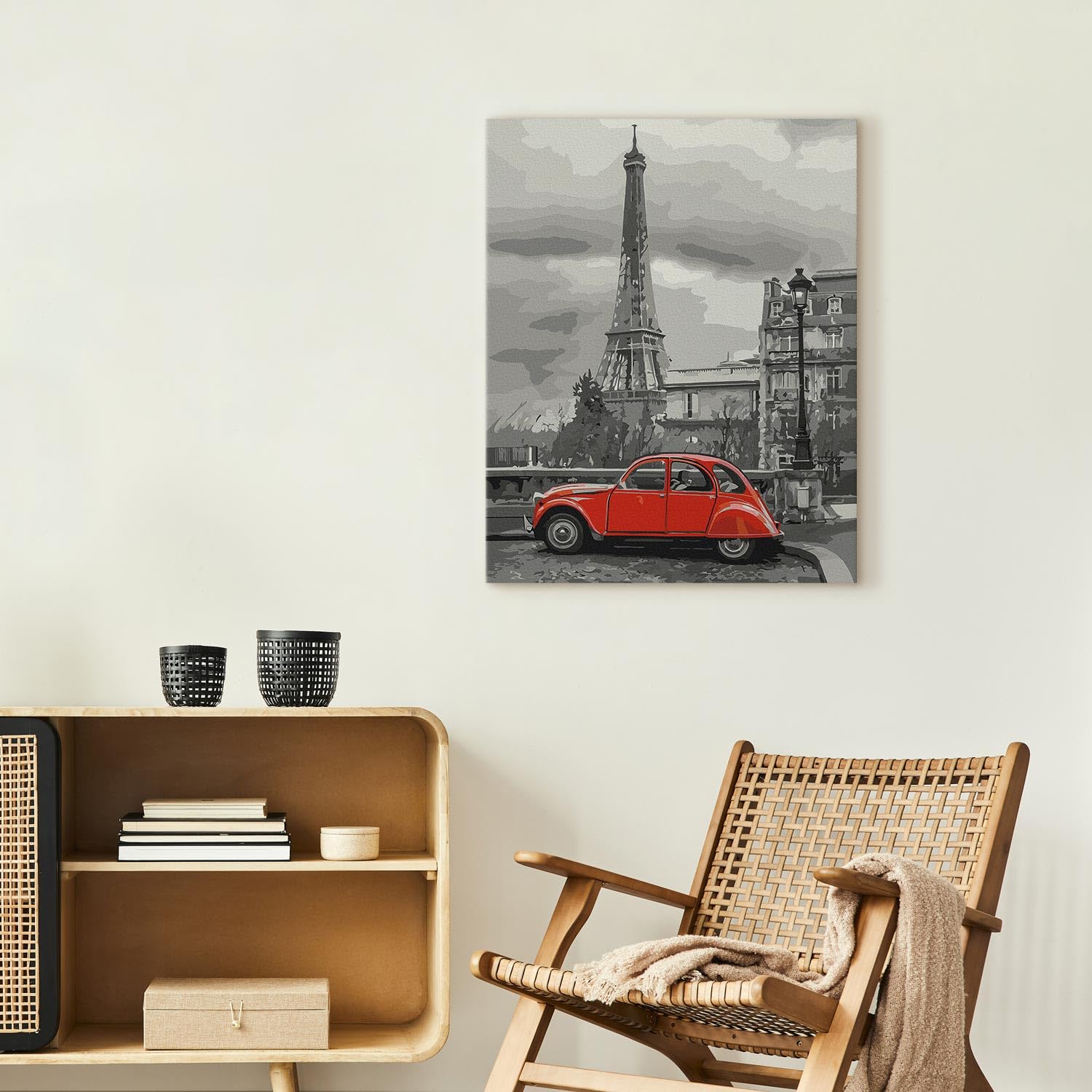murando - Malen nach Zahlen Paris Eiffelturm Auto, 40x50 cm, Erwachsene | Malset mit Holzrahmen, ideal für Erwachsene und Kinder, entspannendes Hobby, entspannend, hochwertig, langlebig, kreativ