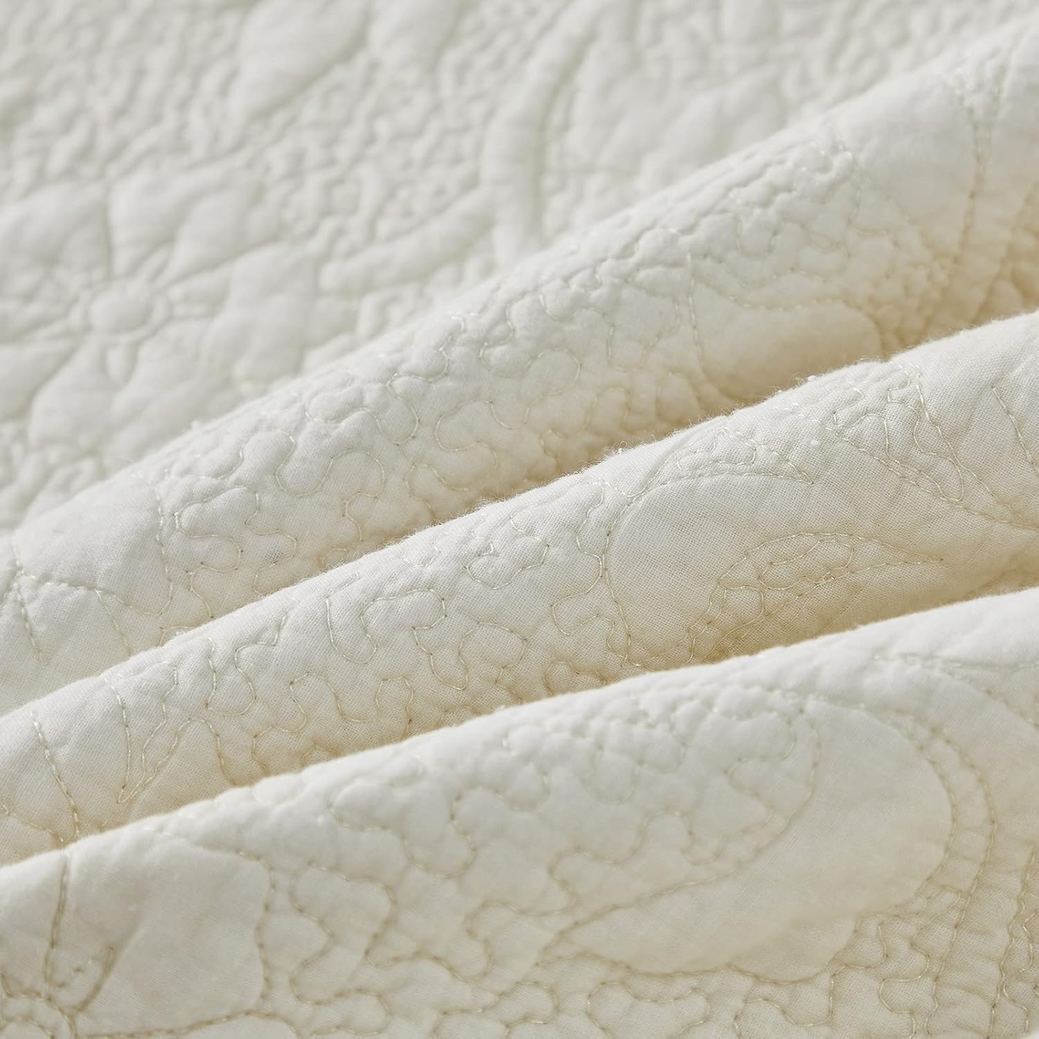 Brandream King Size Quilt Set Cotton Cream Buttery White Luxury Matelasse Bedding Coverlet Set Scalloped Bedspreads 3-Piece - Image 9