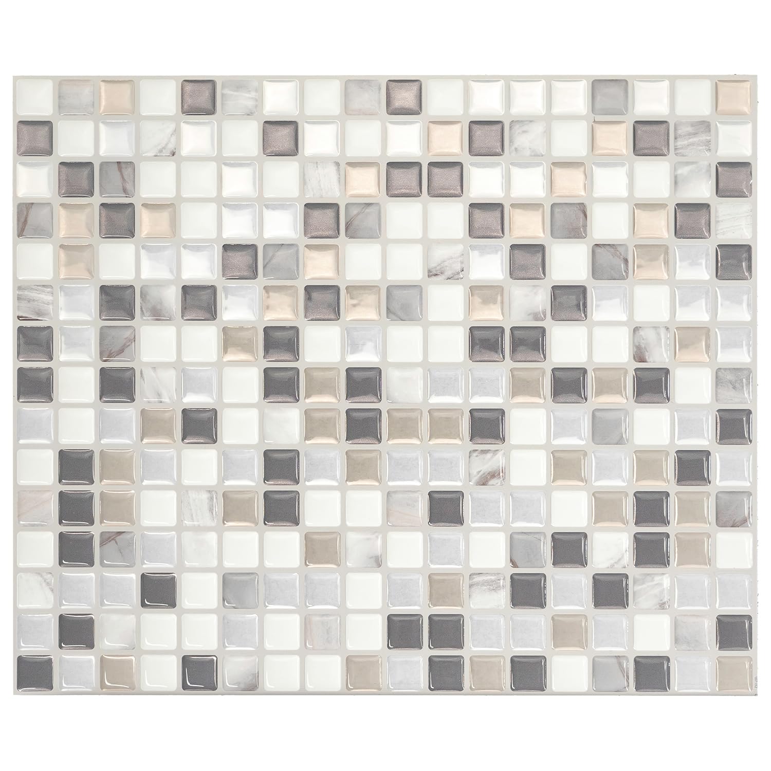 Smart Tiles Crédence adhésive pour cuisine et salle de bain, sticker carrelage mural, carreaux beige, gris et blanc autocollants, lot de 5 feuilles, 25,91 x 23,11 cm