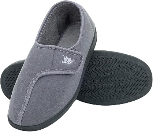 Pantuflas cómodas para diabéticos de espuma viscoelástica 80-D para pies hinchados, edema, artritis, ancianos para interiores y exteriores con suela