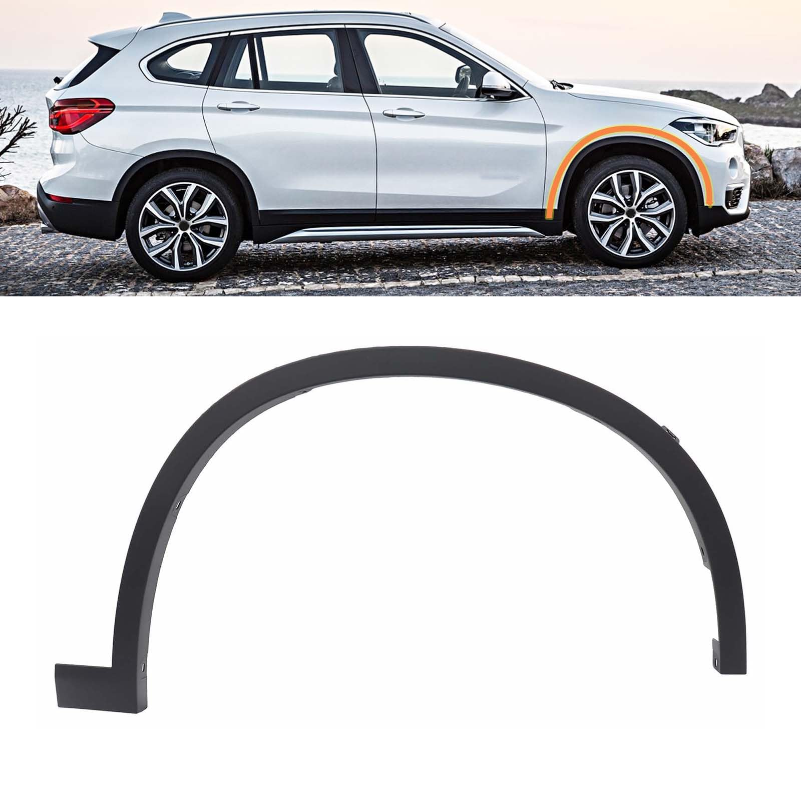 Wheel Molding Trim Fit for BMW X1 2016 2017 2018 2019 2020 2021 2022 Wheel Strip Black(Front Right/Passenger Side)
