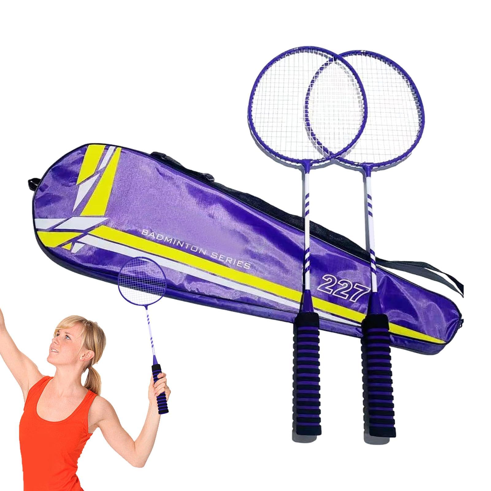 Raqueta de Bádminton | Juego de Reemplazo de Raquetas de Bádminton Ligeras para 2 Jugadores - Raquetas antideslizantes para equipos de bádminton, Juego Familiar de Playa para