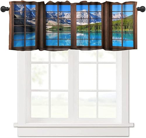 Miniatura 14 de Cortinas de cenefa de bosque gótico, cenefa de cortinas de bosque misterioso con niebla para cocina, dormitorio, sala de estar, 54 x 18 pulgadas