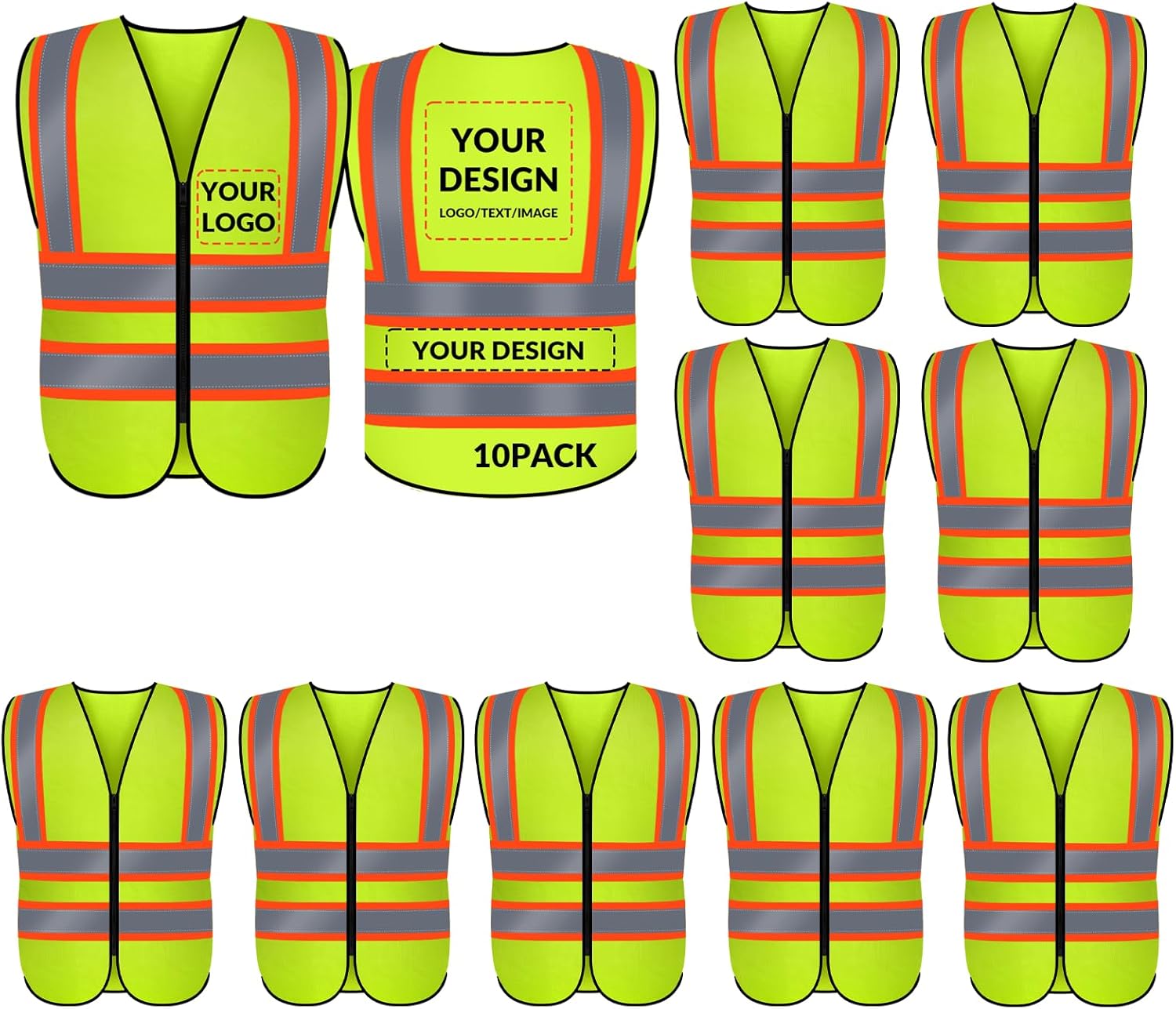 BeautyWill Custom Safety Vest Logo Class 2 High Visibility Reflevtive Vest Outdoor Protective Workwear