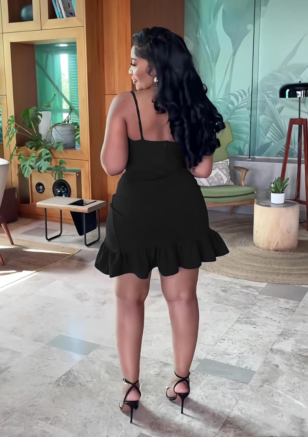 Womens Sexy Sleeveless Bodycon Mini Dress Summer Casual Straps Short Ruffle Dresses Beach Party Club Homecoming - Image 6