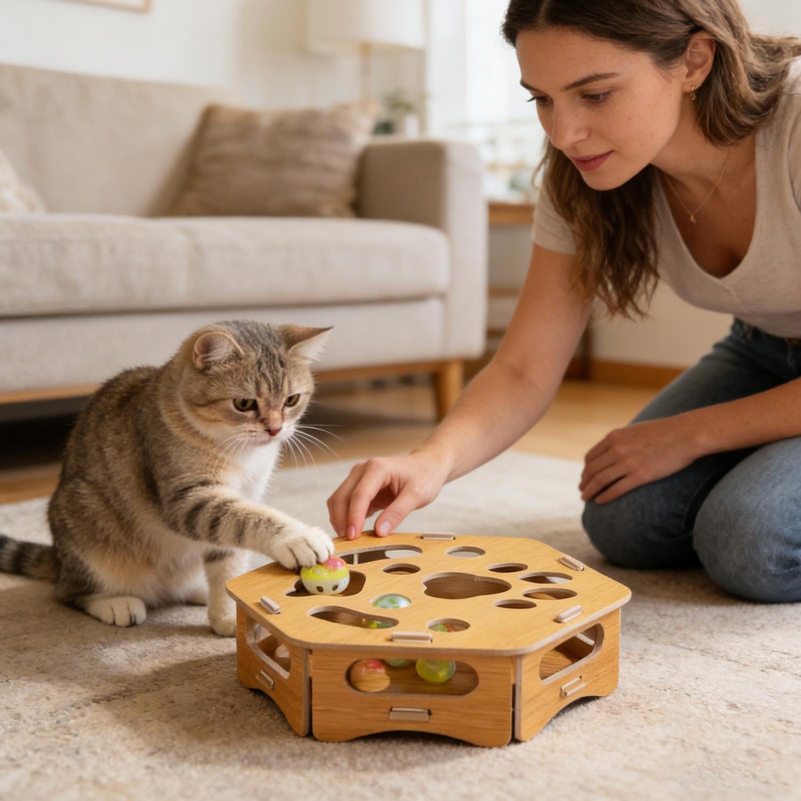 Générique Coffre à Griffoir Puzzle pour Chat Jouet en Bois d'Enrichissement