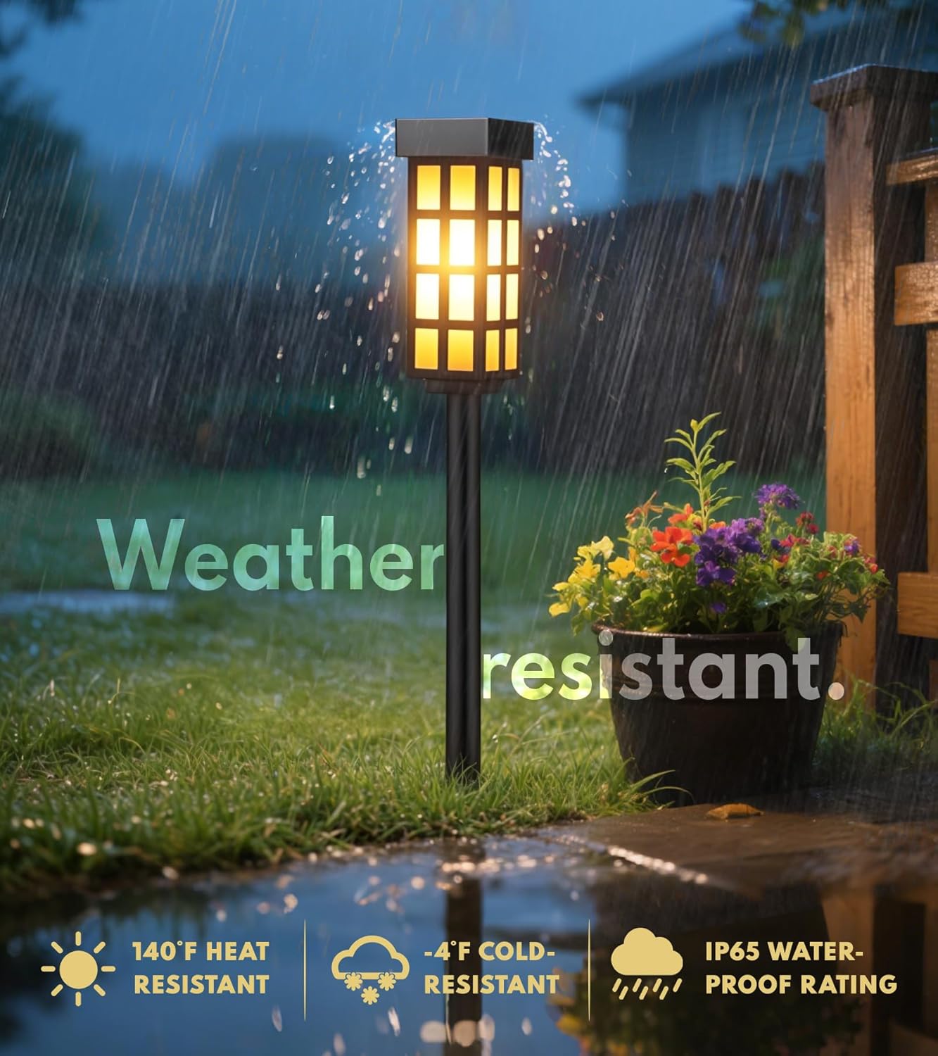 PASAMIC 24" Solar Pathway Lights Outdoor, 8 Pack Bright Garden Light with Auto On/Off, IP65 Solar Lights Outdoor Waterproof, Garden Landscape Lighting for Yard, Patio, Walkway, Driveway - Image 5