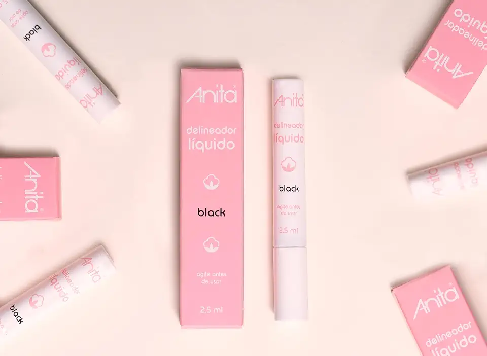 Delineador Líquido Preto Anita - Longa Duração, Secagem Rápida e Traço Intenso Para Olhos Gatinho - Maquiagem Cosméticos 2,5ml