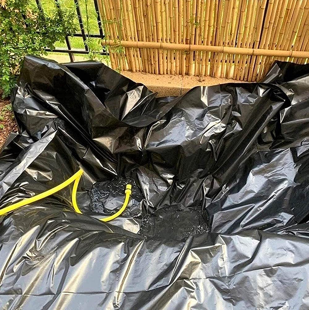 Schwarze HDPE-Gummi-Teichfolie, 8 x 8 m, vorgeschnittene, wasserdichte Membran für reißfeste und langlebige Teichfelle