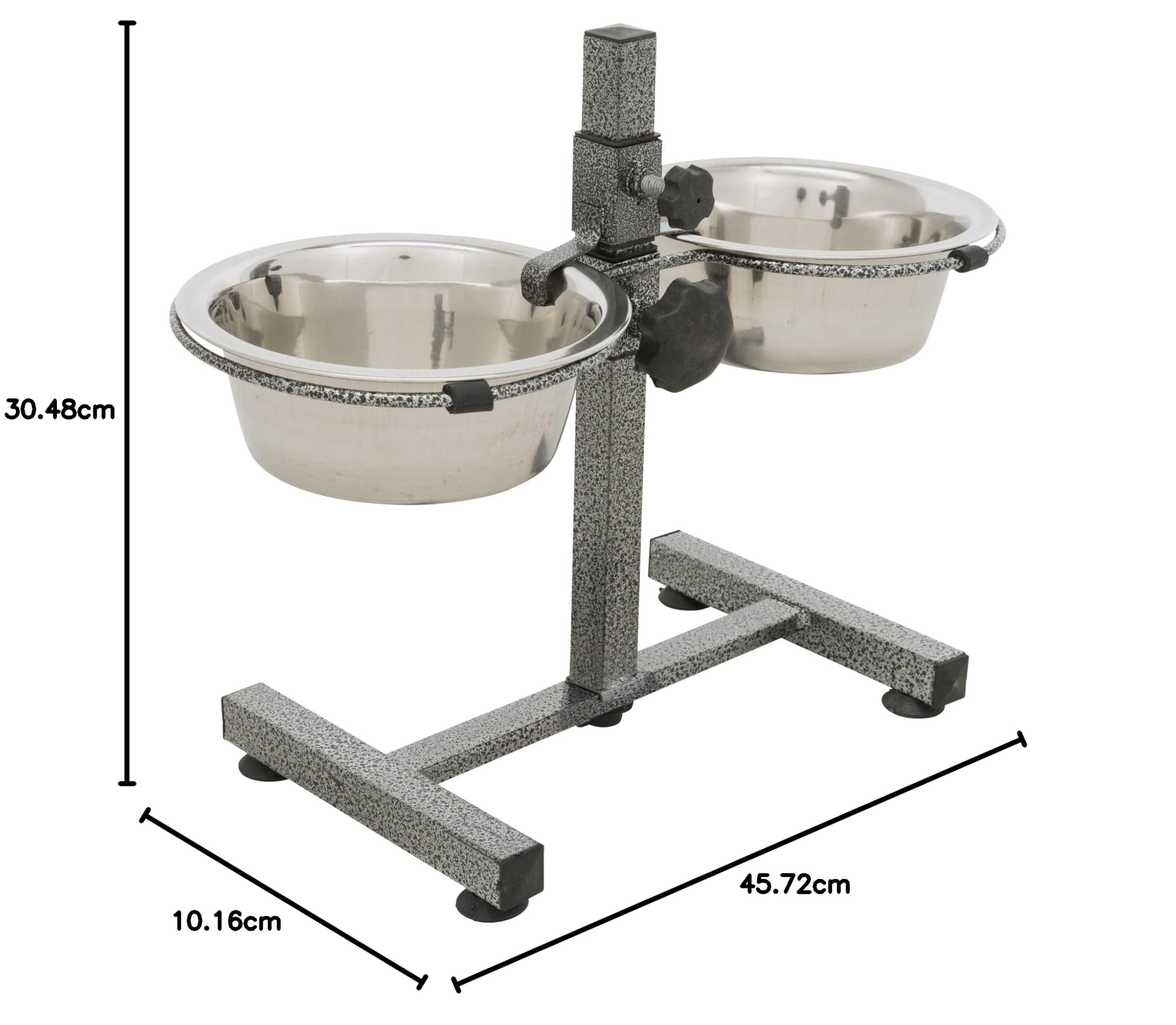 Trixie - Soporte para cuencos para perros, 2 x 0,75 L (diámetro 15 cm), hasta 27 cm de altura ajustable, negro