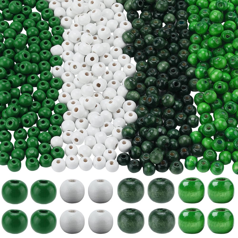 Perles en bois vertes de 10mm en vrac pour guirlande DIY