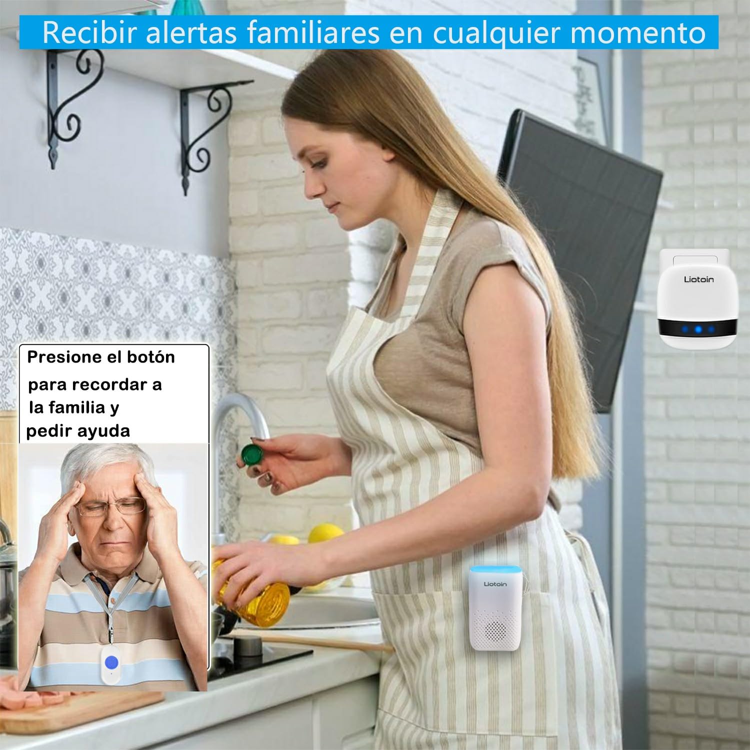 Botón de Llamada de Emergencia para Ancianos, Buscapersonas Inalámbrico de Cuidador Sistema de Alarma para Pacientes Personas Mayores Hogar, 2 transmisores y 3 Receptor …