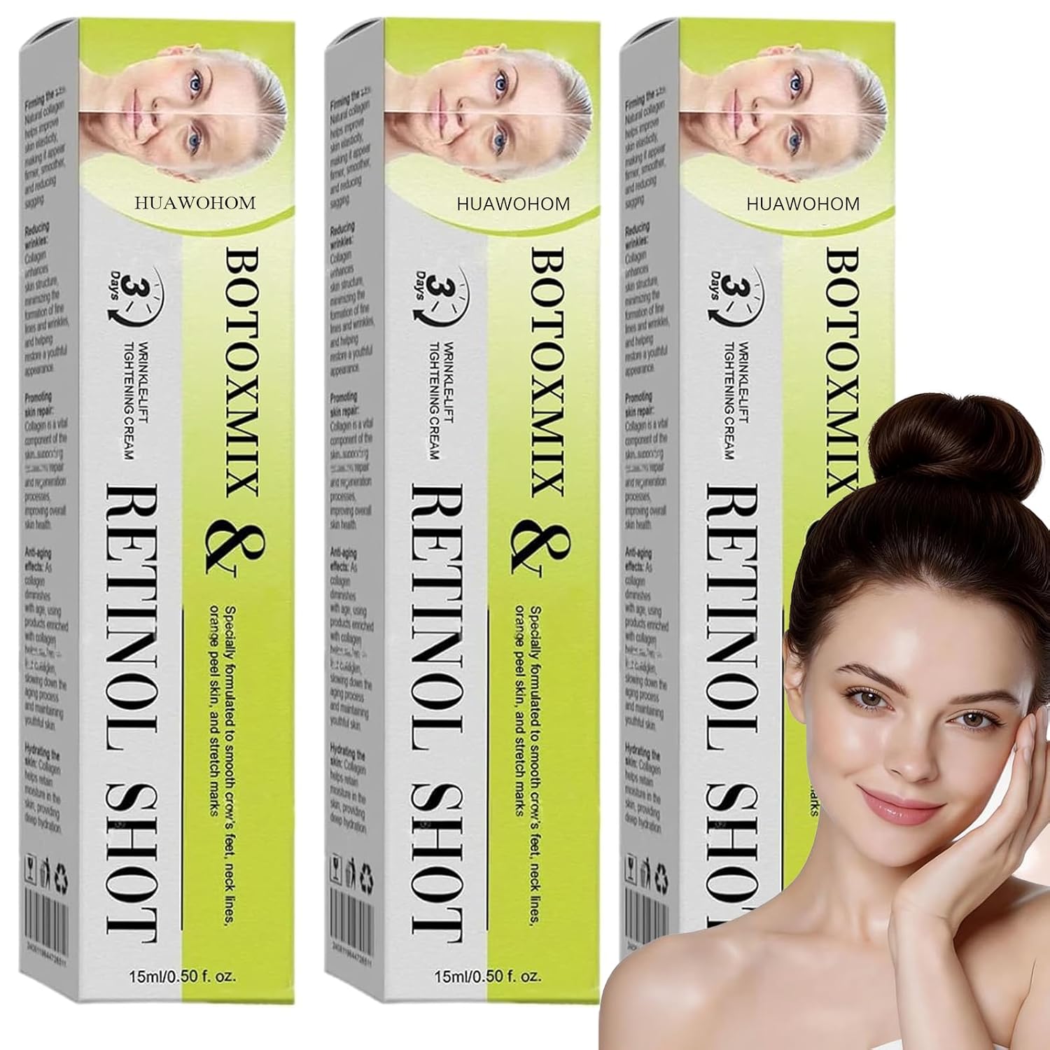 Generic 3 Pack Botoxmix & Vita-A Retinol Shot Wrinkle-Lift Tightening for Wrinkles, Fine Lines and Pore Refining, Retinol Shot for All Skin Types