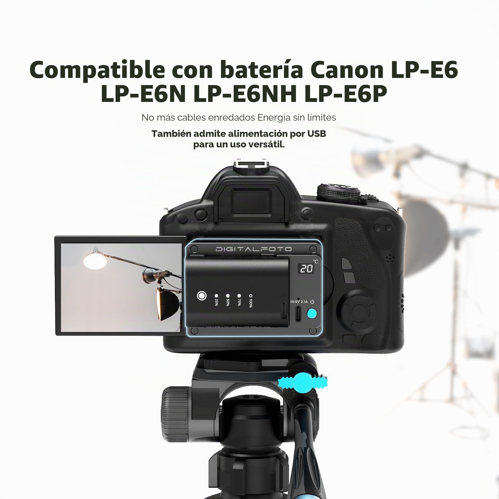 ICEMAN-E6 Camera Cooling Fan para Canon R5/R6/90D/SX70, Ventilador de Refrigeración TEC con Pantalla LED, Doble Alimentación LP-E6/USB-C, Silencioso, Montaje Rápido