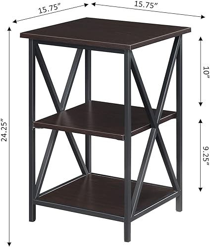 Miniatura 38 de Convenience Concepts Tucson - Mesa auxiliar con estantes, mármol sintético gris/negro Mármol de imitación