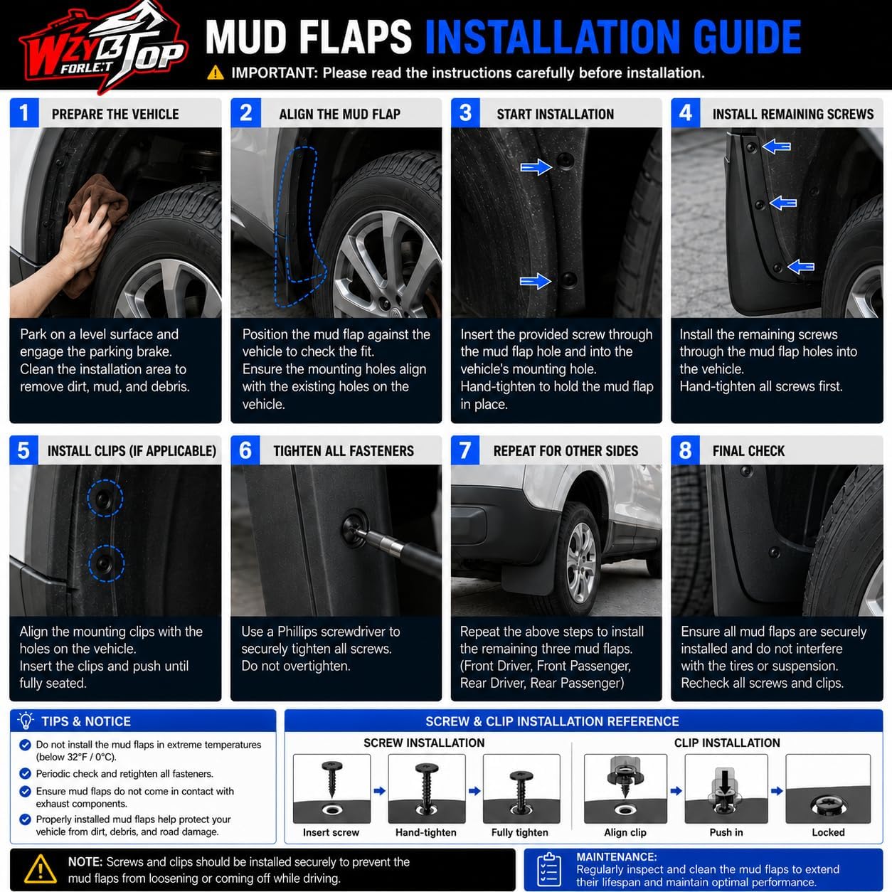Mud Flaps Splash Guards Fit for 2020-2024 Hyundai Palisade | No Drilling Required Bendable Mud Guards | Front & Rear 4-Piece Set Car Accessories