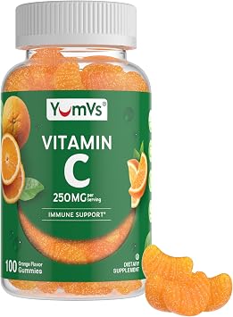 YUM-VS Vitamin C Gummies for Adults - 250 mg Yummy Vitamin C Gummy - VIT C Gummies - Immune Support Supplement -Orange Flavored Kosher, Halal, Gluten Free 100 Count