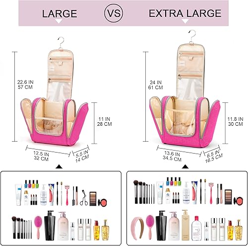Miniatura 8 de Neceser de viaje colgante para mujeres y hombres, 6 compartimentos organizadores, bolsa extragrande para artículos de aseo personal, bolsa de