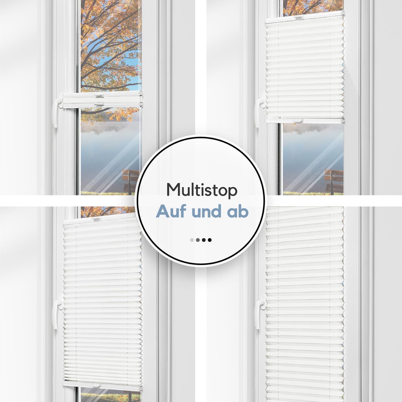 Store Plissé Zero Home sans Perçage, Stores pour Les Potres et Les Fenêtres, Protection de la Vie Privée, Protection Solaire, Enrouleur, 23 Couleurs, Klemmfix, Blanc, 45x200 cm