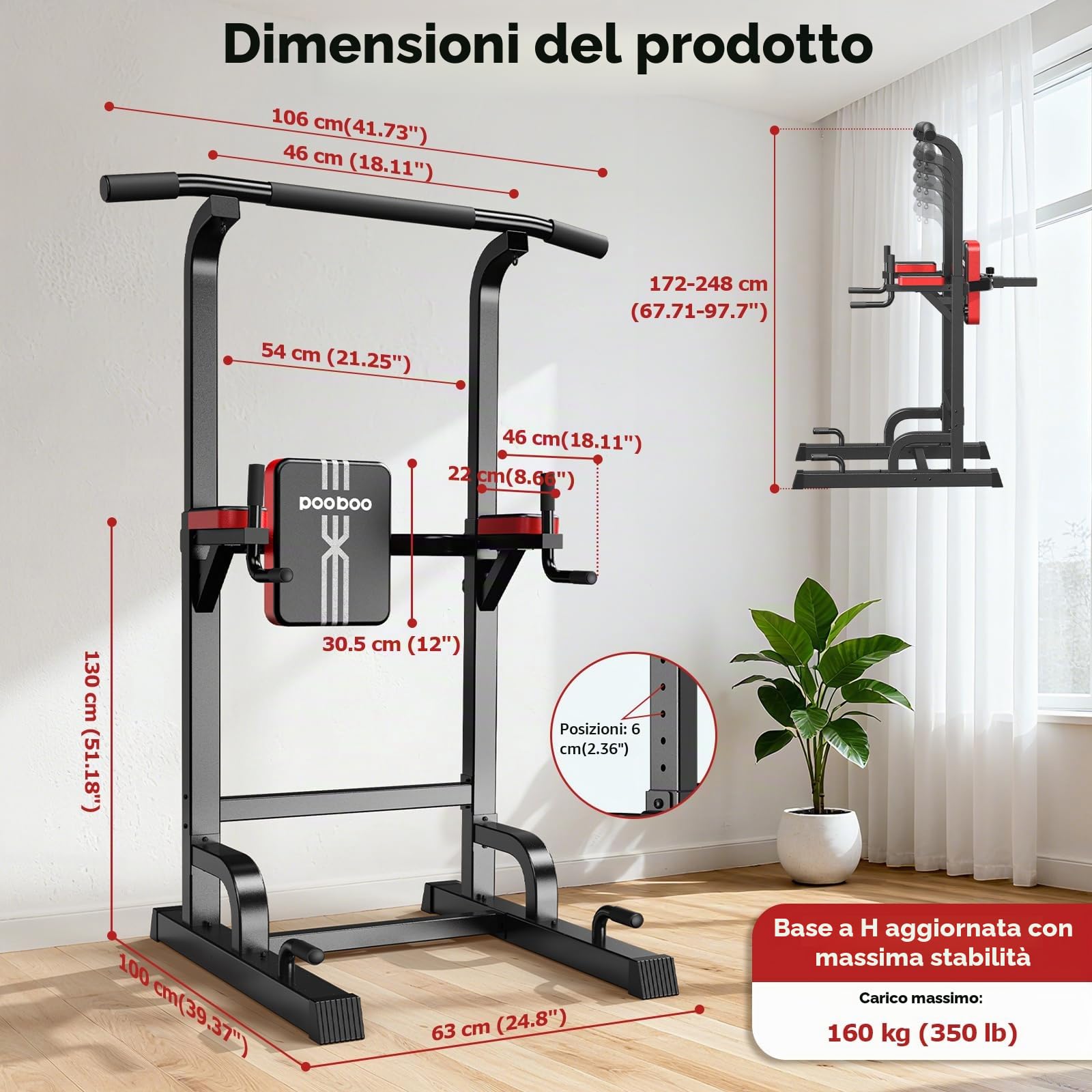 Barra per trazioni, stazione di trazione, con cavo integrato, 204,1 kg, multifunzione, regolabile in altezza, attrezzatura per allenamento di forza per palestra a casa