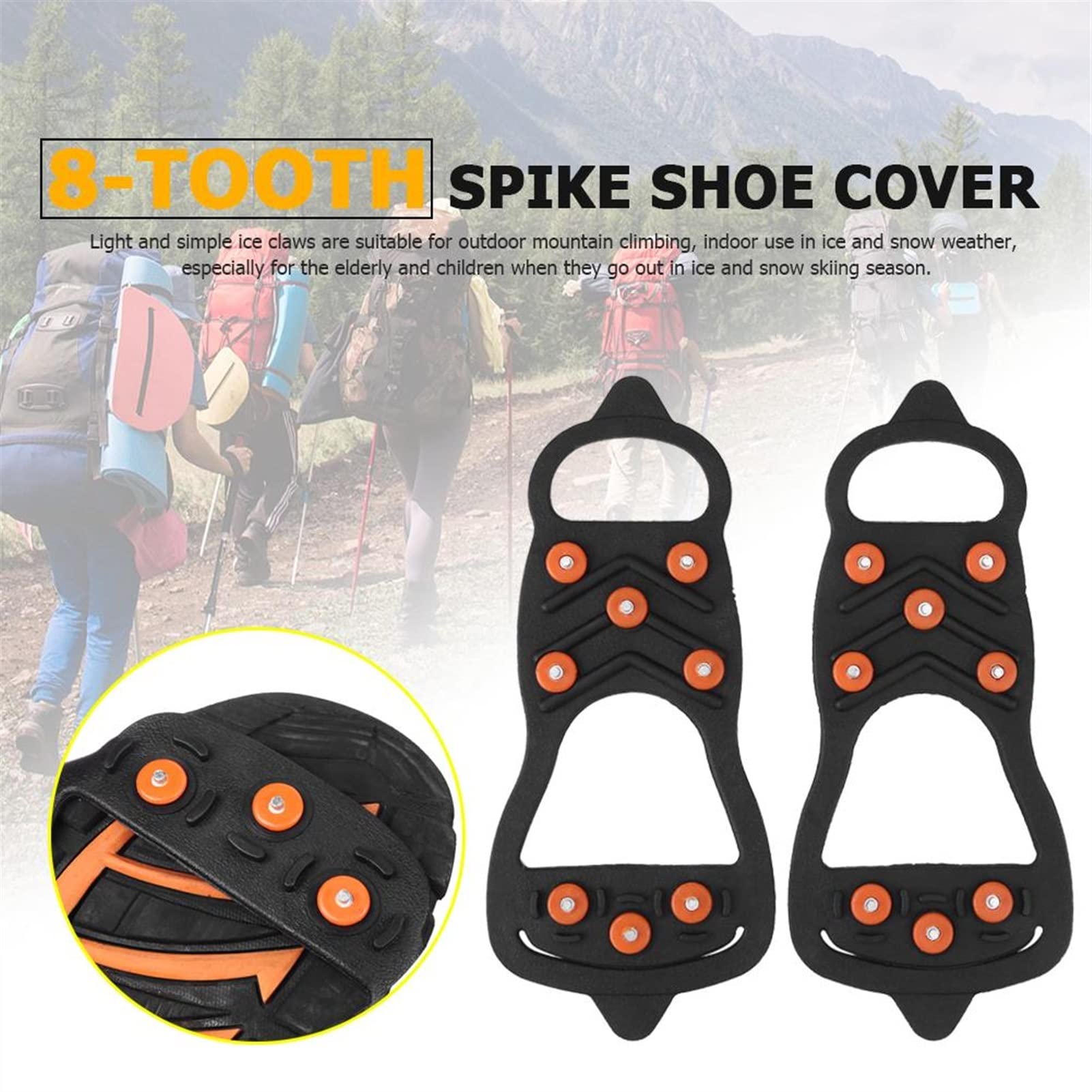 Schuhspikes Universal 8 Bolzen Eisschuh Spiked Grips Cleat Crampons Winter Klettern Outdoor Camping Anti Slip Schuhe Abdeckung Skifahren Zubehör (Color : L)