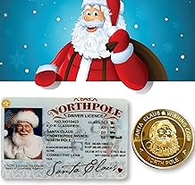 2025 Stocking Stuffers for Kids Christmas Gifts Ideas, Santa Claus Lost Sleigh Drivers License ID & Golden Wishing Coins sets, Funny Christmas Gifts for Kids, Toddler, Children, Boys, Girls  Age 3 4 5 6 7 8 Years Old