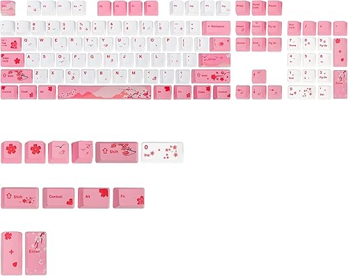 Miniatura 5 de 104 PBT Sakura - Juego de teclas de sublimación de tinte teclas personalizadas OEM rosas para teclado mecánico Gateron Kailh Cherry MX 6187104 para