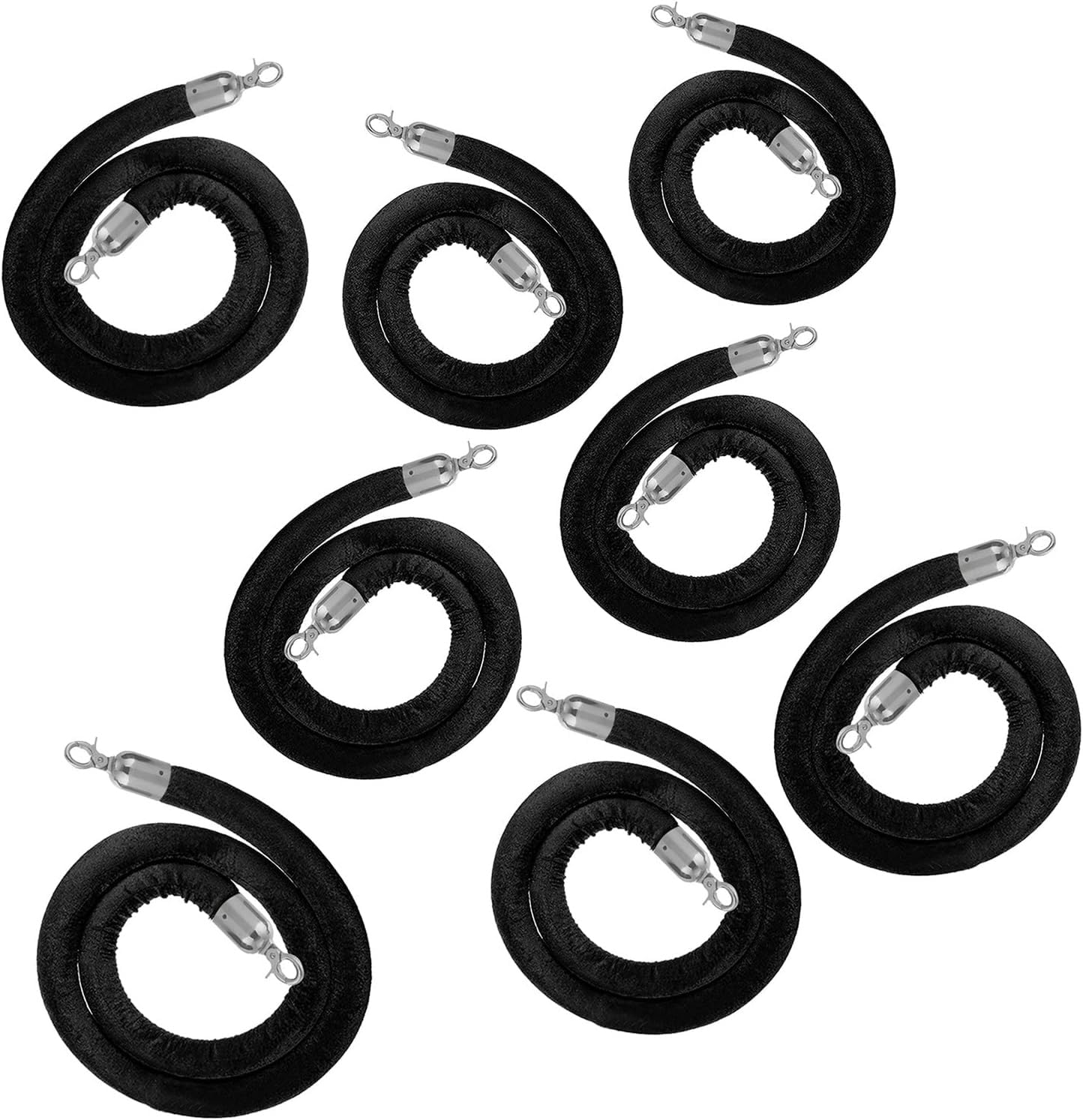 ZBBGTJK Premium Black Velvet Stanchion Rope Heavy Duty Queue Ber for Hotel & Theater (8 Pack 250cm/98in) - Crowd Control & Event Management Solution