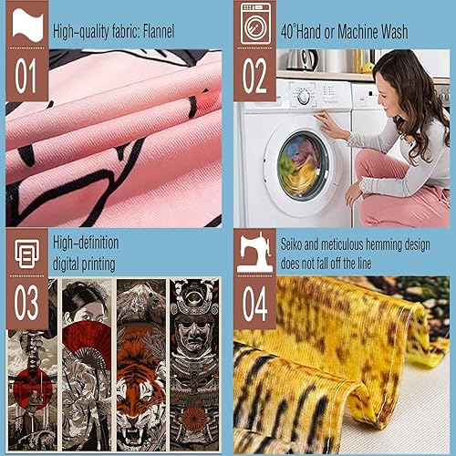 Miniatura 5 de Aidatain Tapiz de pared de estilo japonés Samurai Maiko Tiger Mount Fuji Manta de playa estética para dormitorio, sala de estar y comedor,
